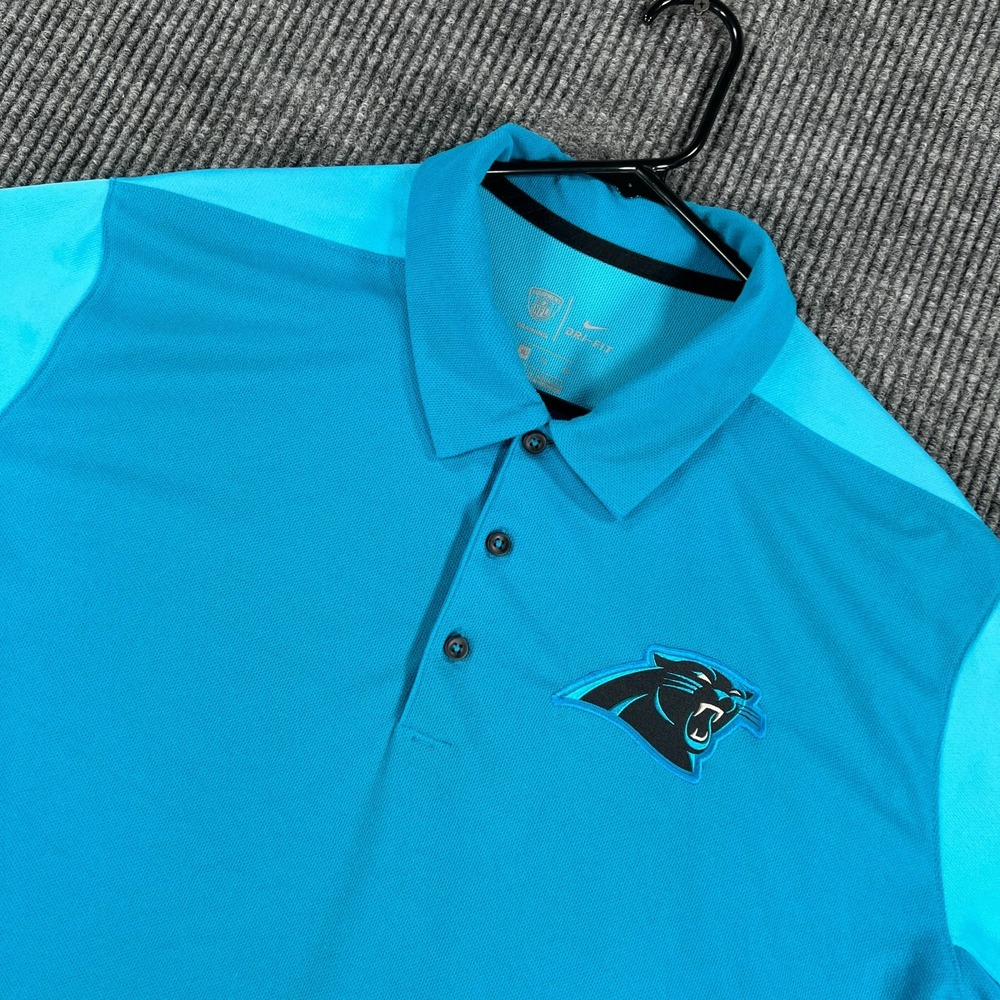 Carolina Panthers Polo Shirt Mens XL Blue Short Sleeve Nike NFL Football